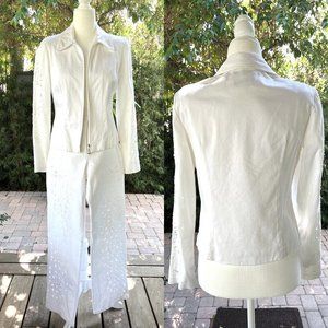 Joseph Ribkoff White Cotton Pantsuit